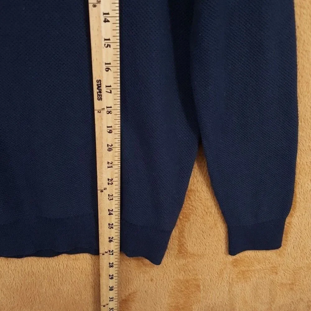 BLOOMINGDALES Sweater Mens Small Navy Quarter Zip Pullover 100% Cotton $118